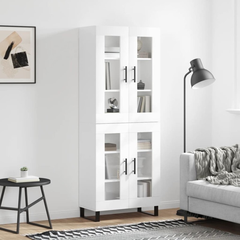 vidaXL Aparador alto madera contrachapada blanco brillo 69,5x34x180 cm vidaXL Aparador alto madera contrachapada blanco brillo 69,5x34x180 cm