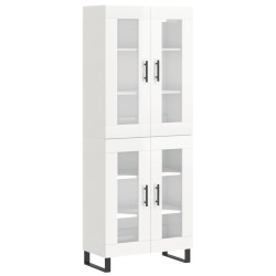 vidaXL Aparador alto madera contrachapada blanco brillo 69,5x34x180 cm