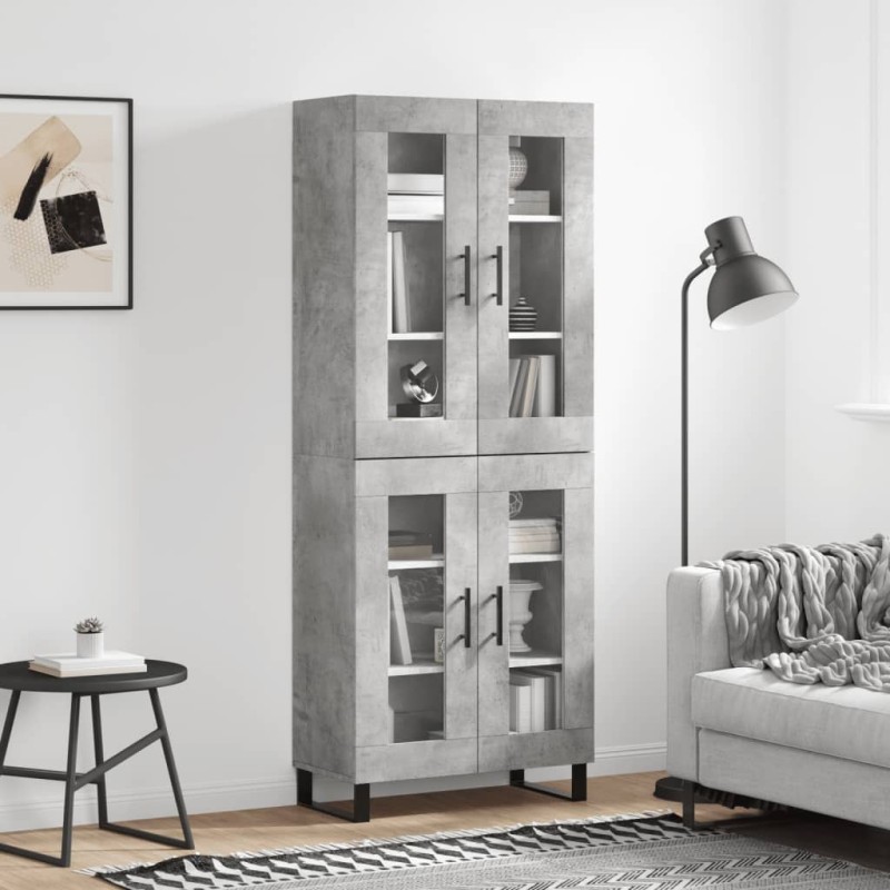 vidaXL Aparador alto madera contrachapada gris hormigón 69,5x34x180 cm vidaXL Aparador alto madera contrachapada gris hormigón 69,5x34x180 cm