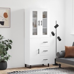 vidaXL Aparador alto madera contrachapada blanco brillo 69,5x34x180 cm