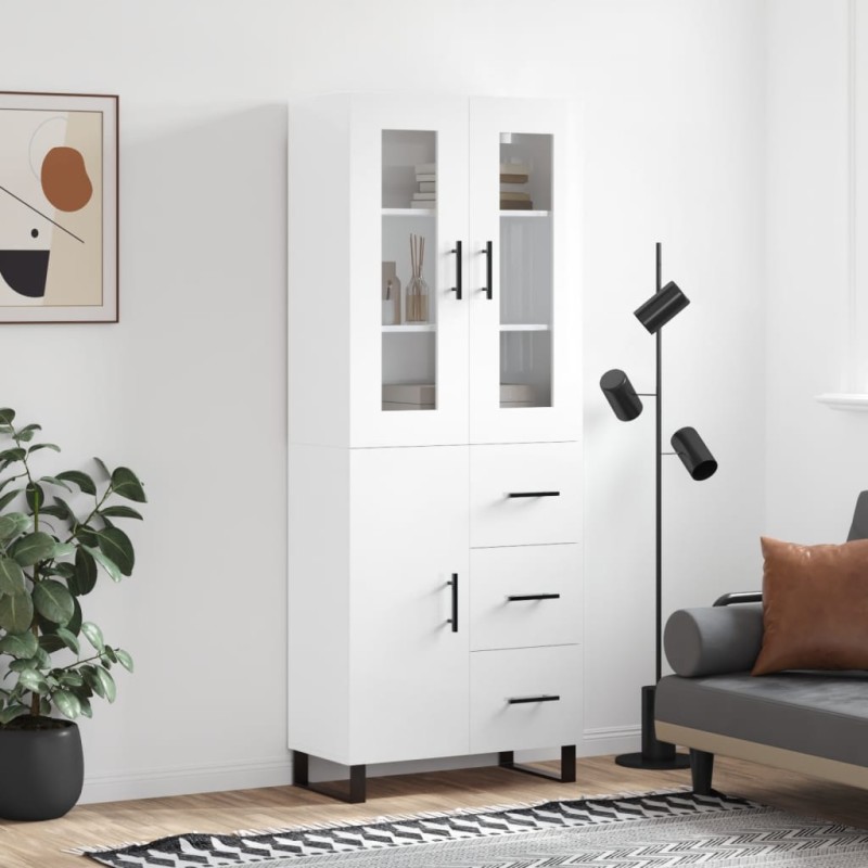 vidaXL Aparador alto madera contrachapada blanco brillo 69,5x34x180 cm vidaXL Aparador alto madera contrachapada blanco brillo 69,5x34x180 cm