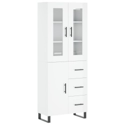 vidaXL Aparador alto madera contrachapada blanco brillo 69,5x34x180 cm