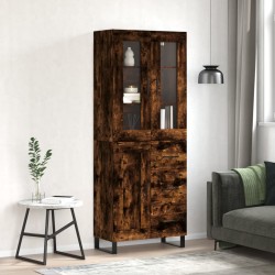 vidaXL Aparador alto madera contrachapada roble ahumado 69,5x34x180 cm
