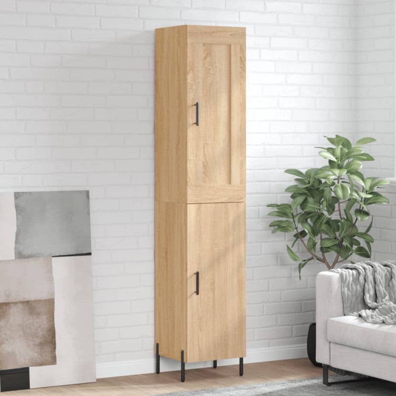 vidaXL Aparador de madera contrachapada roble Sonoma 34,5x34x180 cm vidaXL Aparador de madera contrachapada roble Sonoma 34,5x34x180 cm