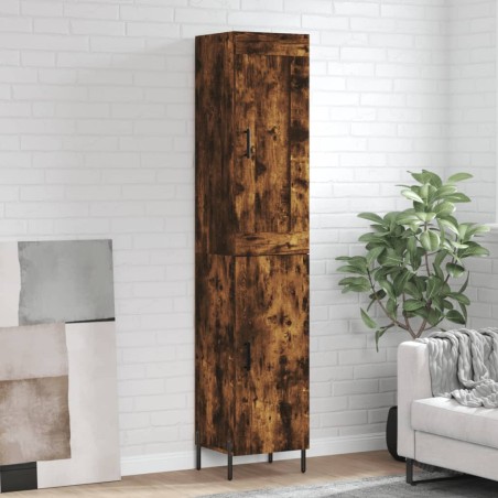 vidaXL Aparador de madera contrachapada roble ahumado 34,5x34x180 cm