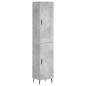vidaXL Aparador de madera contrachapada gris hormigón 34,5x34x180 cm