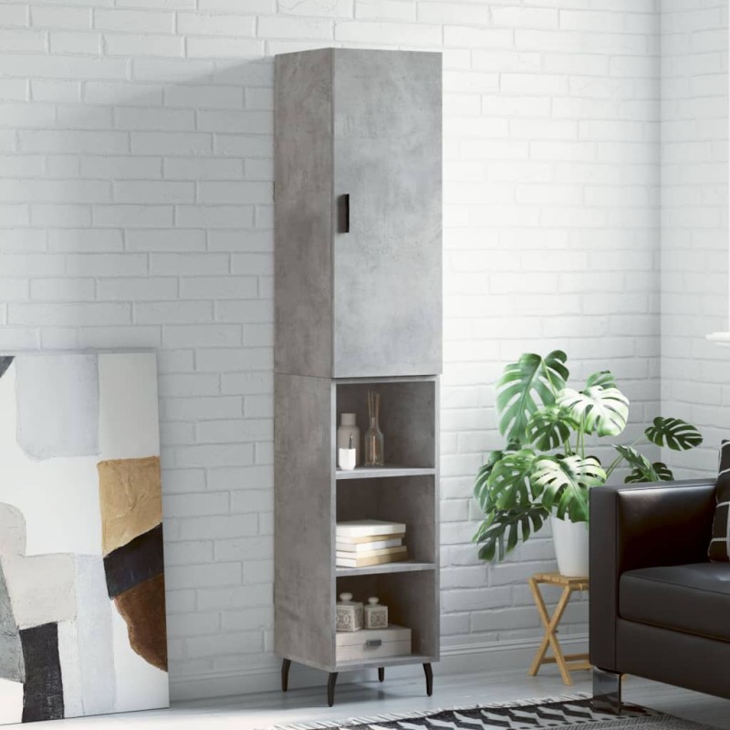 vidaXL Aparador de madera contrachapada gris hormigón 34,5x34x180 cm vidaXL Aparador de madera contrachapada gris hormigón 34,5x34x180 cm