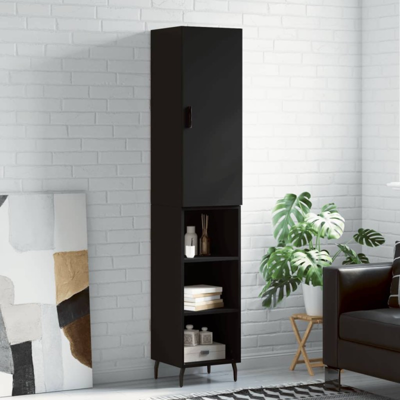 vidaXL Aparador de madera contrachapada negro 34,5x34x180 cm vidaXL Aparador de madera contrachapada negro 34,5x34x180 cm