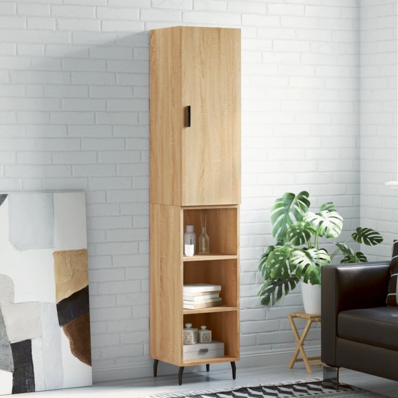 vidaXL Aparador de madera contrachapada roble Sonoma 34,5x34x180 cm vidaXL Aparador de madera contrachapada roble Sonoma 34,5x34x180 cm