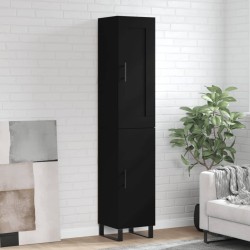 vidaXL Aparador de madera contrachapada negro 34,5x34x180 cm