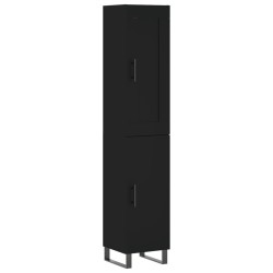 vidaXL Aparador de madera contrachapada negro 34,5x34x180 cm
