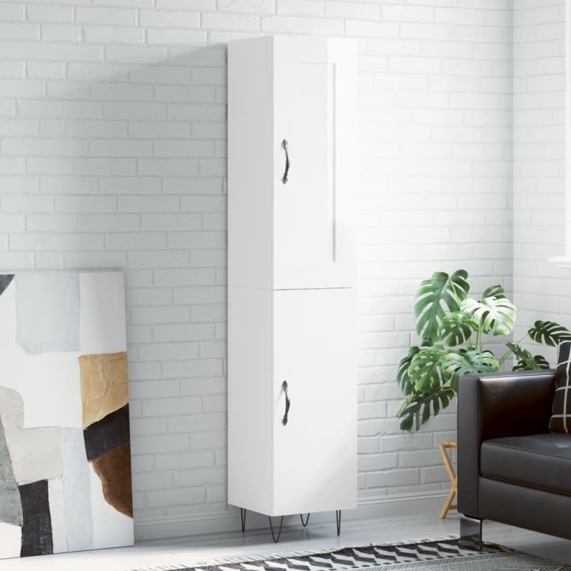 vidaXL Aparador alto madera contrachapada blanco brillo 34,5x34x180 cm vidaXL Aparador alto madera contrachapada blanco brillo 34,5x34x180 cm