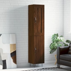 vidaXL Aparador alto madera contrachapada roble marrón 34,5x34x180 cm