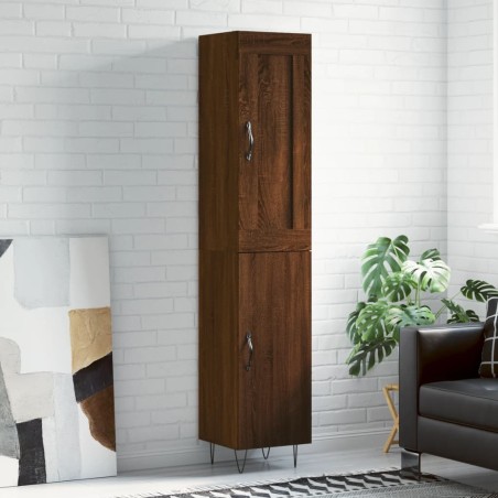 vidaXL Aparador alto madera contrachapada roble marrón 34,5x34x180 cm