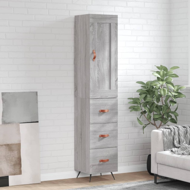 vidaXL Aparador alto madera contrachapada gris Sonoma 34,5x34x180 cm vidaXL Aparador alto madera contrachapada gris Sonoma 34,5x34x180 cm