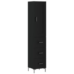 vidaXL Aparador de madera contrachapada negro 34,5x34x180 cm