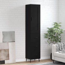 vidaXL Aparador de madera contrachapada negro 34,5x34x180 cm