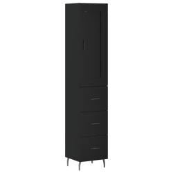 vidaXL Aparador de madera contrachapada negro 34,5x34x180 cm