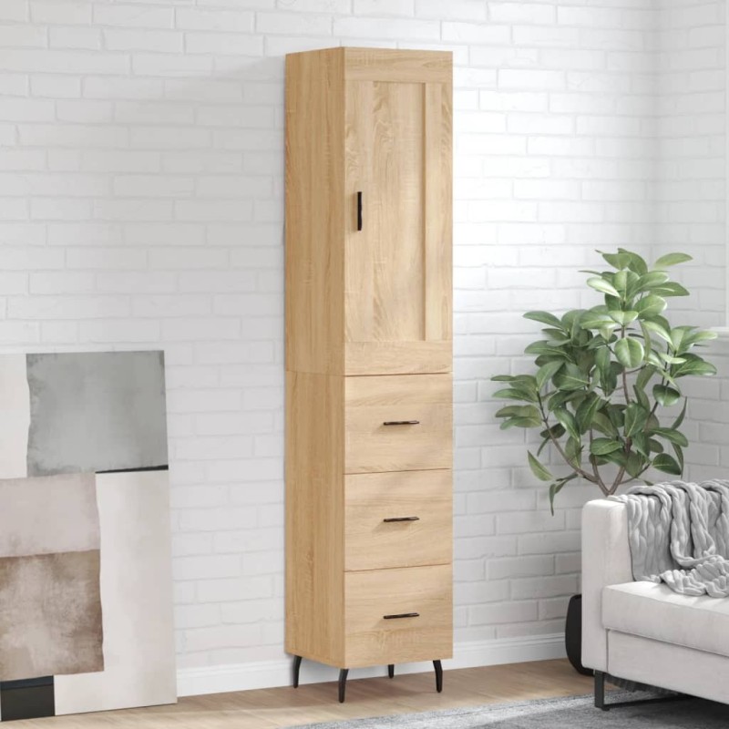 vidaXL Aparador de madera contrachapada roble Sonoma 34,5x34x180 cm vidaXL Aparador de madera contrachapada roble Sonoma 34,5x34x180 cm