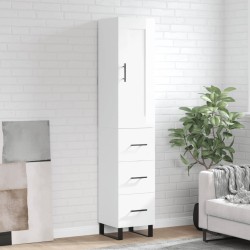 vidaXL Aparador alto madera contrachapada blanco brillo 34,5x34x180 cm