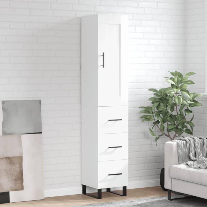 vidaXL Aparador alto madera contrachapada blanco brillo 34,5x34x180 cm vidaXL Aparador alto madera contrachapada blanco brillo 34,5x34x180 cm