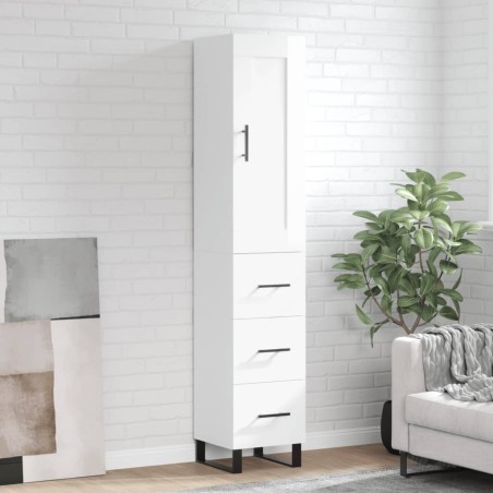 vidaXL Aparador alto madera contrachapada blanco brillo 34,5x34x180 cm