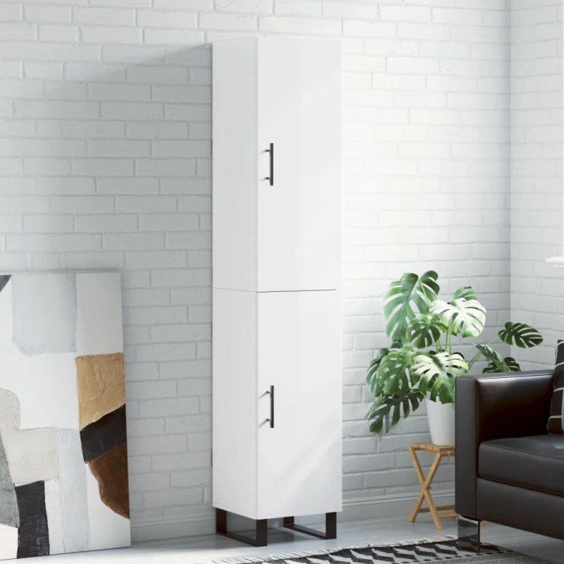 vidaXL Aparador alto madera contrachapada blanco brillo 34,5x34x180 cm vidaXL Aparador alto madera contrachapada blanco brillo 34,5x34x180 cm