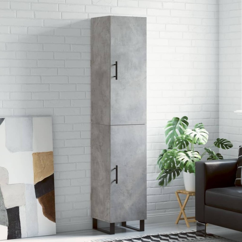 vidaXL Aparador de madera contrachapada gris hormigón 34,5x34x180 cm vidaXL Aparador de madera contrachapada gris hormigón 34,5x34x180 cm
