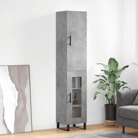vidaXL Aparador de madera contrachapada gris hormigón 34,5x34x180 cm
