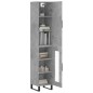 vidaXL Aparador de madera contrachapada gris hormigón 34,5x34x180 cm