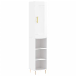 vidaXL Aparador alto madera contrachapada blanco brillo 34,5x34x180 cm