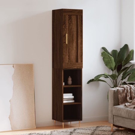 vidaXL Aparador alto madera contrachapada roble marrón 34,5x34x180 cm