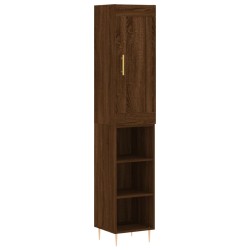 vidaXL Aparador alto madera contrachapada roble marrón 34,5x34x180 cm
