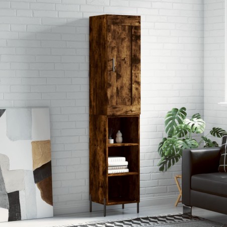 vidaXL Aparador de madera contrachapada roble ahumado 34,5x34x180 cm