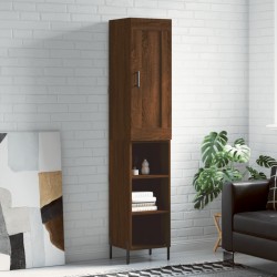 vidaXL Aparador alto madera contrachapada roble marrón 34,5x34x180 cm