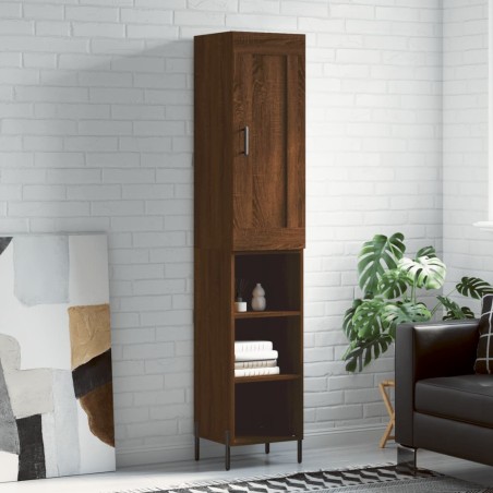 vidaXL Aparador alto madera contrachapada roble marrón 34,5x34x180 cm