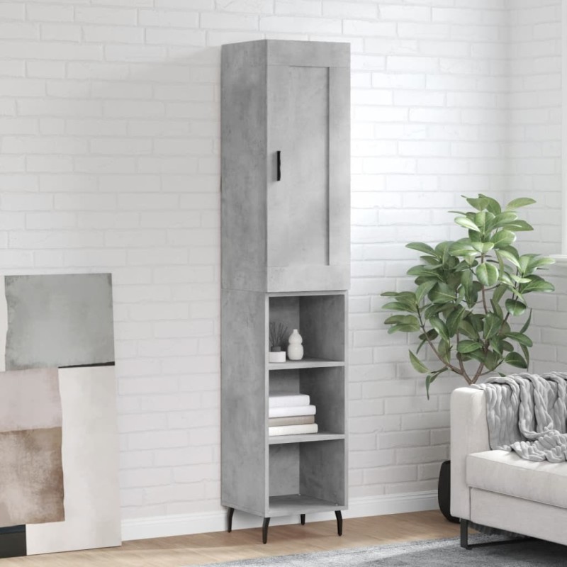 vidaXL Aparador de madera contrachapada gris hormigón 34,5x34x180 cm vidaXL Aparador de madera contrachapada gris hormigón 34,5x34x180 cm