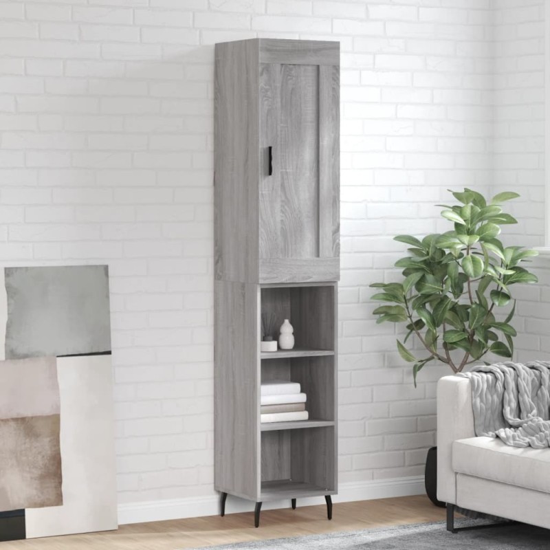 vidaXL Aparador alto madera contrachapada gris Sonoma 34,5x34x180 cm vidaXL Aparador alto madera contrachapada gris Sonoma 34,5x34x180 cm