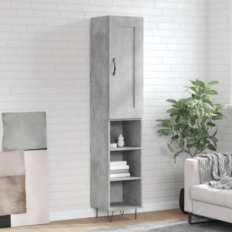 vidaXL Aparador de madera contrachapada gris hormigón 34,5x34x180 cm