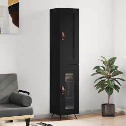 vidaXL Aparador de madera contrachapada negro 34,5x34x180 cm