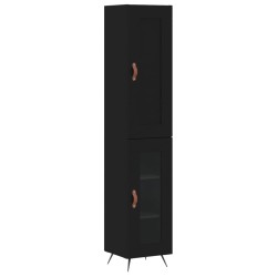 vidaXL Aparador de madera contrachapada negro 34,5x34x180 cm