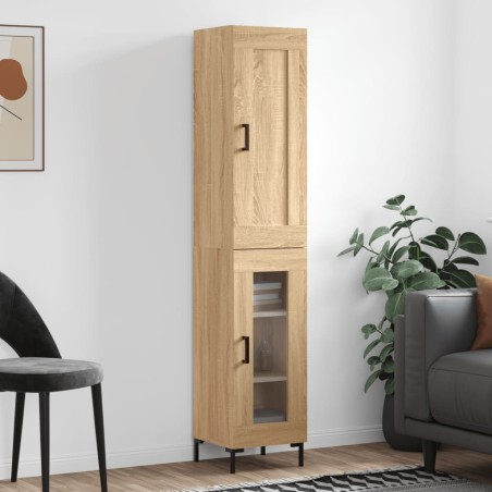 vidaXL Aparador de madera contrachapada roble Sonoma 34,5x34x180 cm