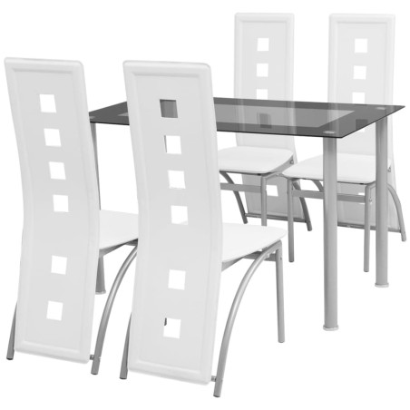 vidaXL Conjunto de comedor de cinco piezas blanco