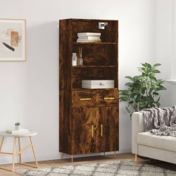 vidaXL Aparador alto madera contrachapada roble ahumado 69,5x34x180 cm