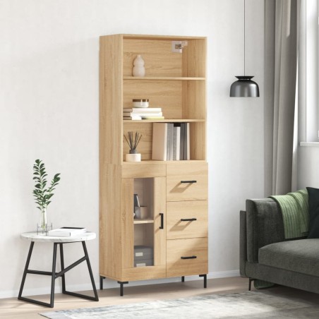 vidaXL Aparador alto madera contrachapada color roble 69,5x34x180 cm