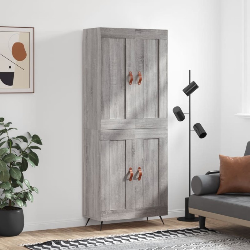 vidaXL Aparador alto madera contrachapada gris sonoma 69,5x34x180 cm vidaXL Aparador alto madera contrachapada gris sonoma 69,5x34x180 cm