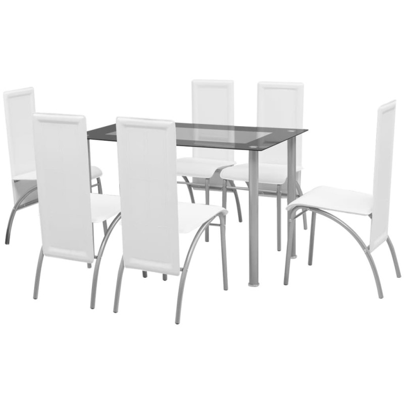 vidaXL Conjunto de comedor de siete piezas blanco vidaXL Conjunto de comedor de siete piezas blanco