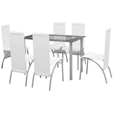 vidaXL Conjunto de comedor de siete piezas blanco