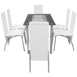 vidaXL Conjunto de comedor de siete piezas blanco