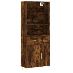 vidaXL Aparador alto madera contrachapada roble ahumado 69,5x34x180 cm